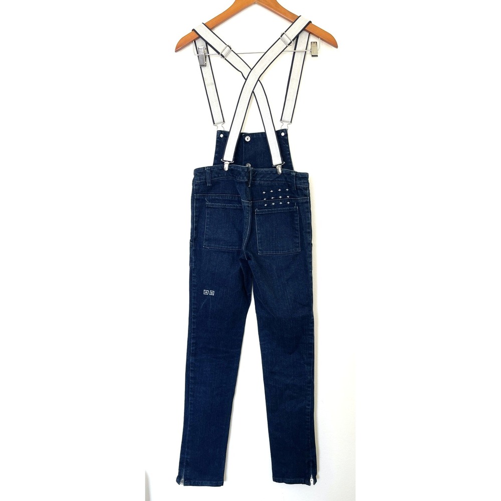 Ksubi Womens Denim Skinny Bib Overalls Size US 4 Blue Wash Zip Ankle Retro